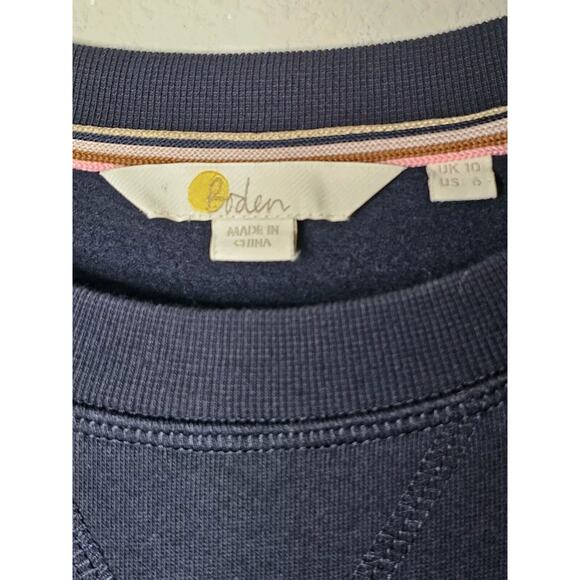 Boden Navy Women’s Sweatshirt Ruffle Sleeves Floral Design - Size 6 - Picture 5 of 13